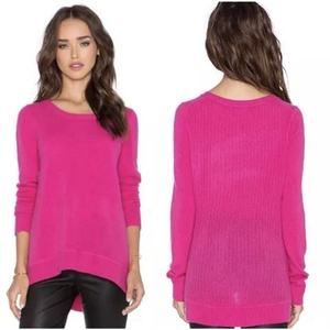 Diane Von Furstenberg Tunic Sweater 100% Cashmere Crew Neck Ribbed Step Hem Sz M